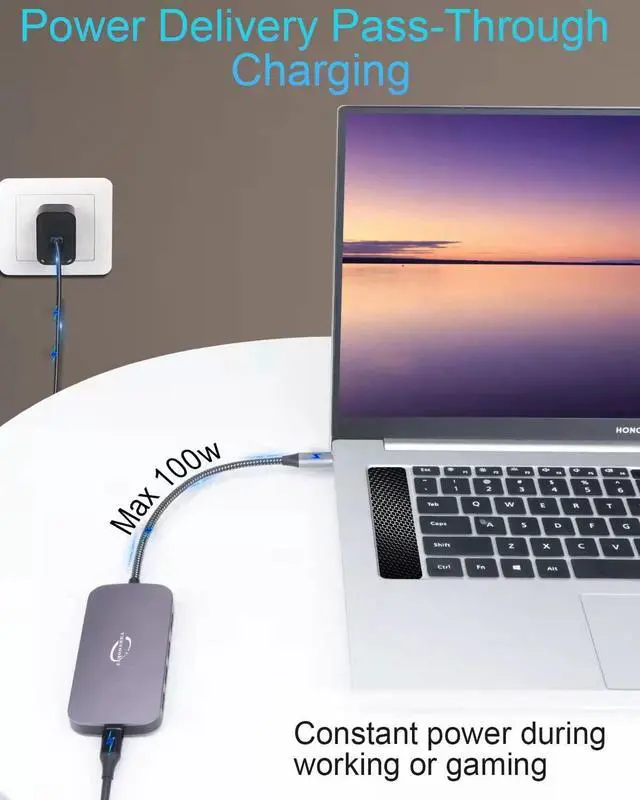 Alt view image 4 of 7 - USB C Hub,8in1 Multiport USB C Docking Station with 3.5mm Audio Jack,4K HDMI,100W PD,TF/SD Card Reader and 3 USB 3.0 Data Ports for PC,DELL/HP Laptops,Mac,MacBook Air/Pro,and More