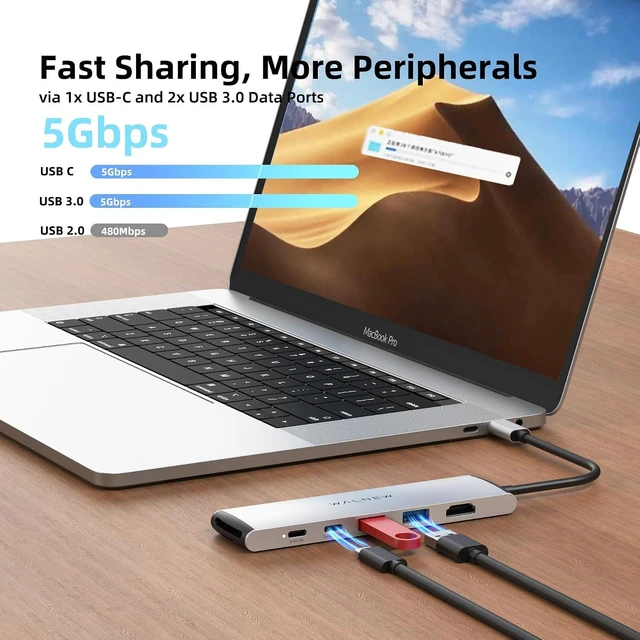 Alt view image 3 of 7 - WALNEW USB-C Ethernet Adapter& 7-in-1 USB C Hub Bundle