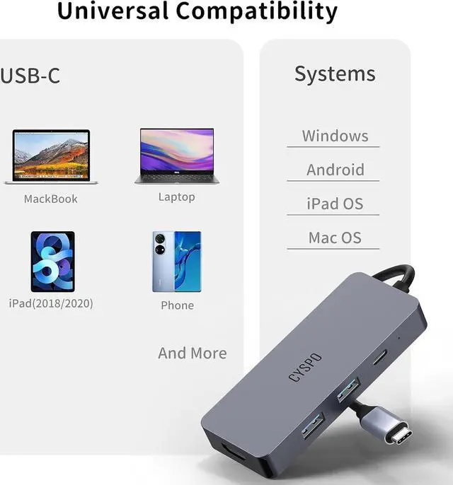 Alt view image 7 of 7 - Mini USB C Hub, Travel USB C Laptop Docking Station, 7 in 1 USB C Dock with HDMI 4K, 2 USB 3.0, 100W PD, USB-C 3.0, SD/TF Reader, USB C Multiport Compatible for MacBook/Dell/HP and Other USB C Devices