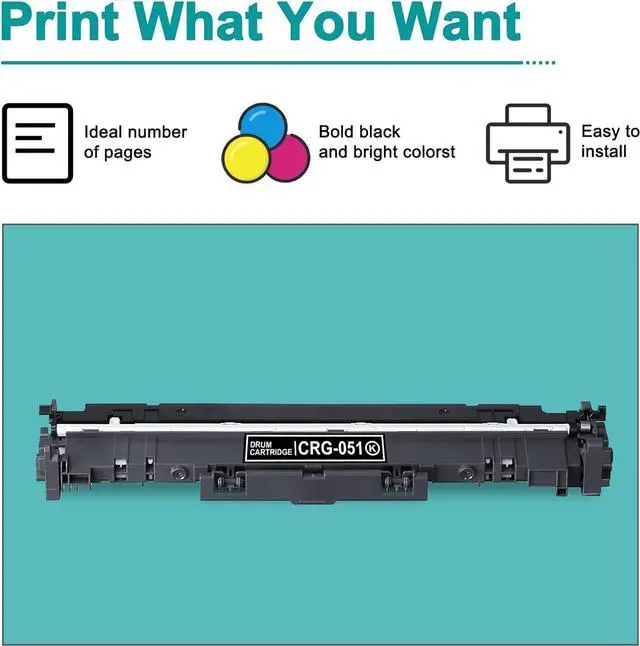 Alt view image 6 of 6 - 1-Pack 051 Drum Unit (No Toner Cartridge) : Cartridge 051 Black (2170C001) Replacement for 051 ImageCLASS LBP161dw MF263dw MF264dw MF266dw Printer