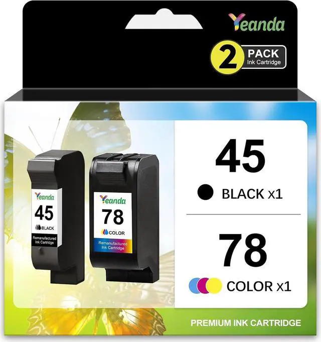 Main image of 45 78 Ink Cartridge Combo Pack Replacement for HP Ink 45 Black 78 Color Cartridge High-Yield 51645A C6578AN C6578DN for HP Deskjet 842C 932C 960C 970C 990C Color Copier 180 Printer Ink(2 Pack)