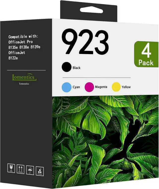 Main image of 923 Ink Cartridge Combo Pack (4-Pack, Black/Cyan/Yellow/Magenta) - Lomenti Compatible for HP 923 Ink Cartridges use with OfficeJet 8122e OfficeJet Pro 8135e 8138e 8139e Printer