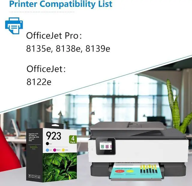 Alt view image 2 of 6 - 923 Ink Cartridge Combo Pack (4-Pack, Black/Cyan/Yellow/Magenta) - Lomenti Compatible for HP 923 Ink Cartridges use with OfficeJet 8122e OfficeJet Pro 8135e 8138e 8139e Printer