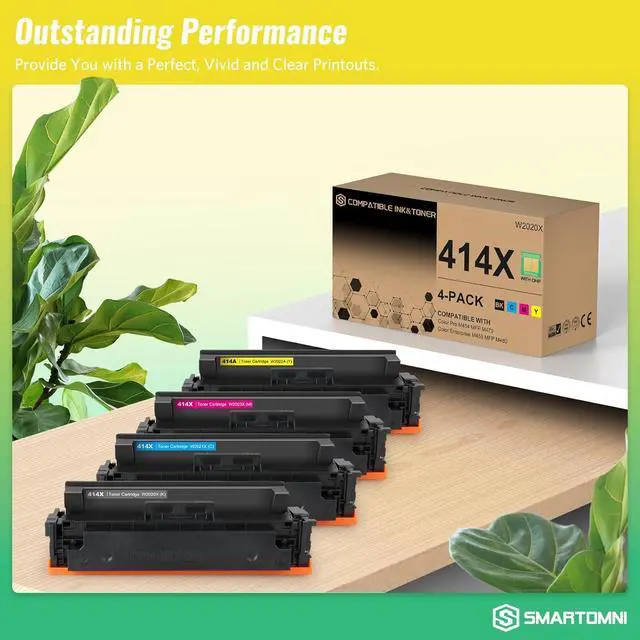 Alt view image 5 of 6 - 414X High Yield Toner Cartridges 4 Pack (with Chip) Works with Color Pro MFP M479fdw M479fdn M454dw M454dn M479dw M455dn M479 M454, Enterprise M455dn M480f Printer | W2020X W2021X W2022X W2023X 414A