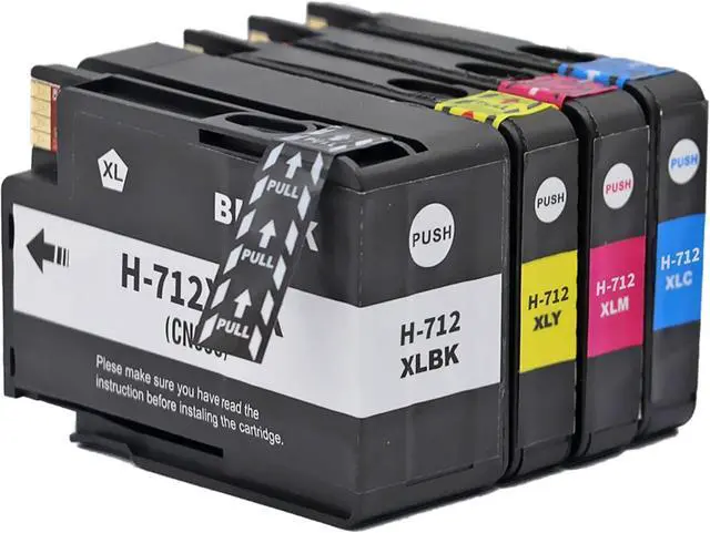 Alt view image 4 of 7 - 712 Ink Remanufactured 712XL Ink Cartridges Replacement for DesignJet T650 T630 T230 T210 Studio Plotter Printers.4 Pack Black Cyan Magenta Yellow Ink Cartridges