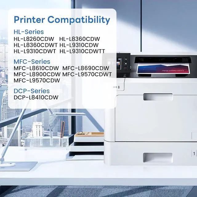 Alt view image 2 of 6 - Ennovor TN433 TN-433 Toner Cartridge Set 4 Pack Compatible TN433BK TN433C TN433M TN433Y Replacement for Brother TN433 TN-433 TN 433 MFC-L8900CDW HL-L8360CDW MFC-L8610CDW Printer.