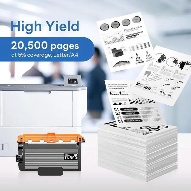 Alt view image 3 of 6 - Ennovor TN890 TN-890 2 Pack Compatible TN-890 Ultra High Yield Toner Cartridge Replacement for Brother MFC-L6900DW HL-L6400DW HL-L6250DW MFC-L6750DW Toner Printer.