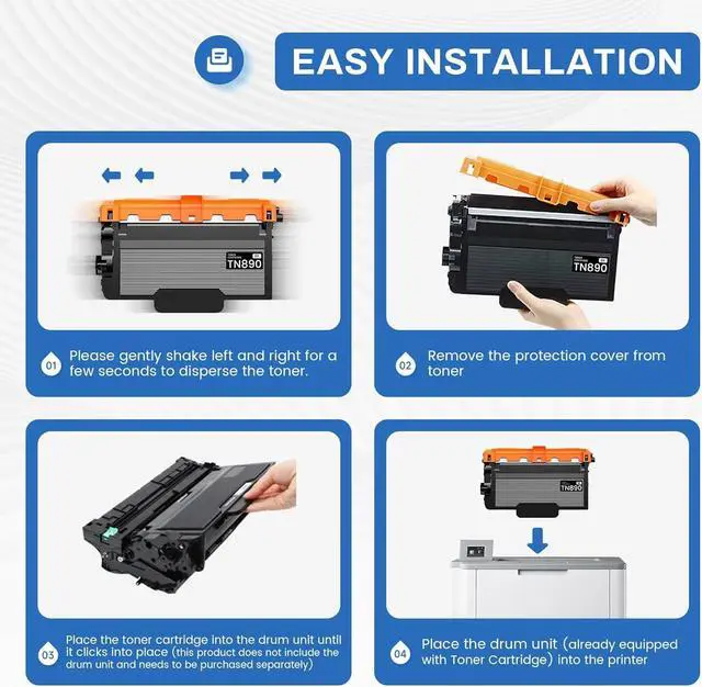 Alt view image 5 of 6 - Ennovor TN890 TN-890 2 Pack Compatible TN-890 Ultra High Yield Toner Cartridge Replacement for Brother MFC-L6900DW HL-L6400DW HL-L6250DW MFC-L6750DW Toner Printer.
