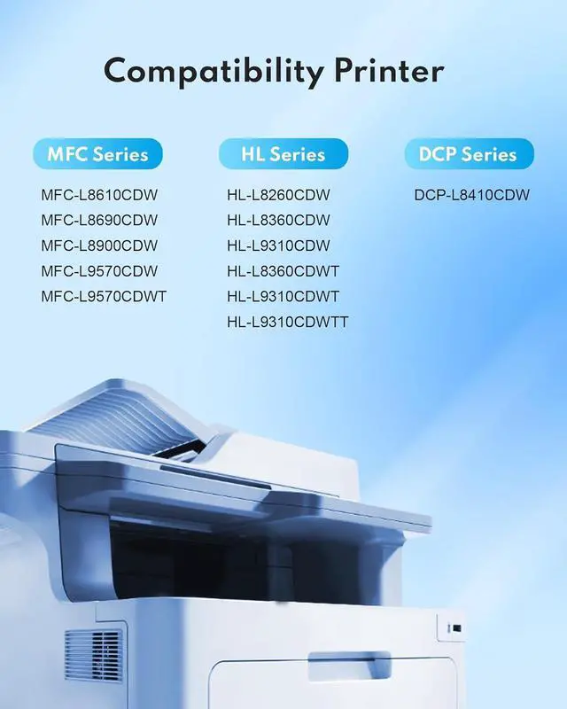 Alt view image 2 of 7 - Ennovor TN433 3 Pack High Yield TN433C, TN433M, TN433Y; TN-433 Replacement for Brother TN433 Toner Cartridge Set Work with HL-L8260CDW HL-L8360CDW MFC-L8610CDW MFC-L8900CDW HL-L9310CDW Printer