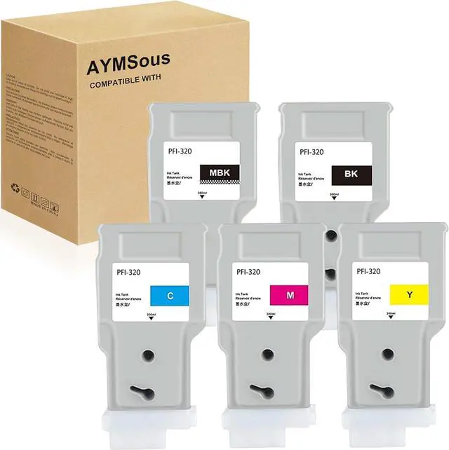 Main image of Compatible Ink Cartridge Replacement for Canon PFI-320 PFI320 for Canon imagePROGRAF IPF TM-200 IPF TM-205 IPF TM-300 IPF TM-305(5-Pack MBK/B/C/M/Y)