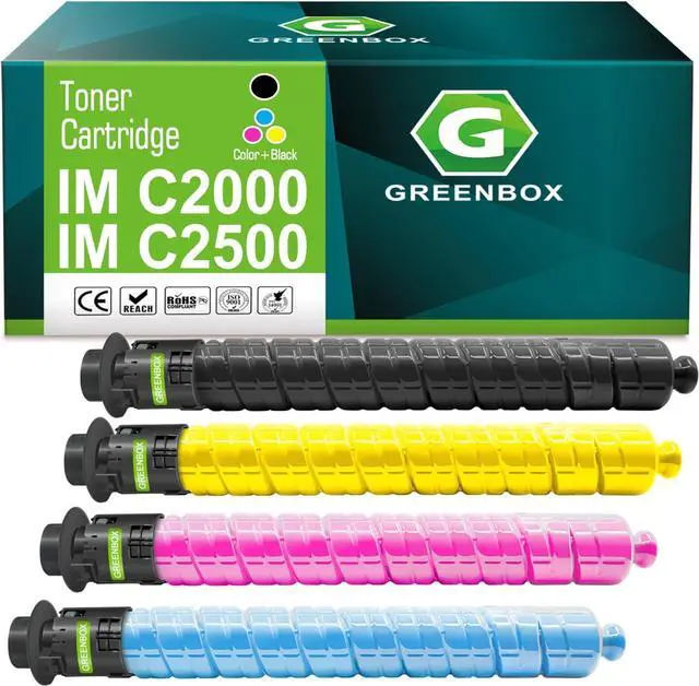 Main image of GREENBOX IM C2500 C2000 Compatible Toner Cartridge Replacement for Ricoh IM C2500H 842307 842310 842309 842308 Compatible for Lanier Savin IM C2500 C2000 Printer (1BK/C/Y/M)