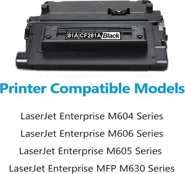 Alt view image 2 of 7 - Ennovor 81A Black Toner Cartridge CF281A (with Chip) Black 81X CF281X Compatible Replacement for HP 81A CF281A 81X Work with Laser Enterprise M604 M605 M606 Enterprise MFP M630 Series Printer 1-Pack