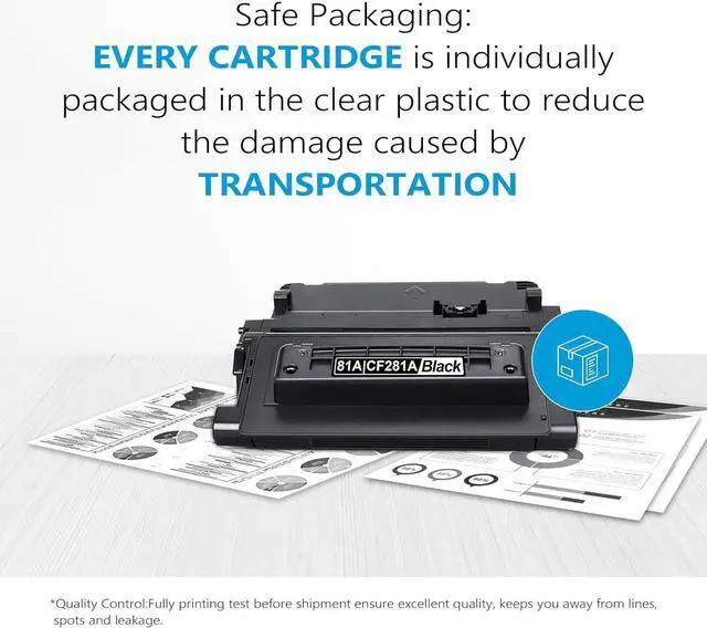 Alt view image 4 of 7 - Ennovor 81A Black Toner Cartridge CF281A (with Chip) Black 81X CF281X Compatible Replacement for HP 81A CF281A 81X Work with Laser Enterprise M604 M605 M606 Enterprise MFP M630 Series Printer 1-Pack