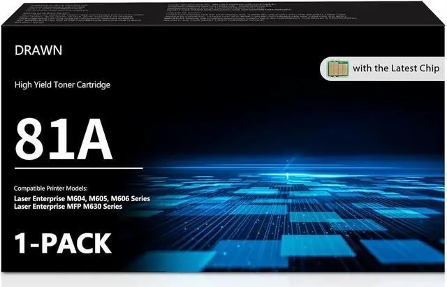 Main image of Ennovor 81A Black Toner Cartridge CF281A (with Chip) Black 81X CF281X Compatible Replacement for HP 81A CF281A 81X Work with Laser Enterprise M604 M605 M606 Enterprise MFP M630 Series Printer 1-Pack