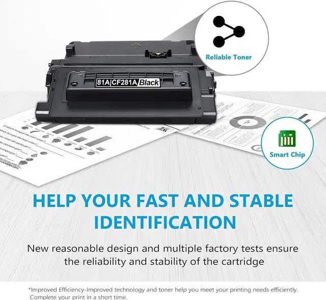 Alt view image 7 of 7 - Ennovor 81A Black Toner Cartridge CF281A (with Chip) Black 81X CF281X Compatible Replacement for HP 81A CF281A 81X Work with Laser Enterprise M604 M605 M606 Enterprise MFP M630 Series Printer 1-Pack