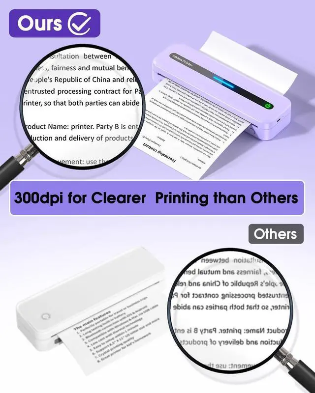 Alt view image 6 of 7 - Itari M832 Portable Printers Wireless for Travel, Support 8.5" X 11" Letter&A4 Roll Paper, Bluetooth Thermal Printer Compatible with Phone & Laptop, Inkless Mobile Printer for Office, Home, School