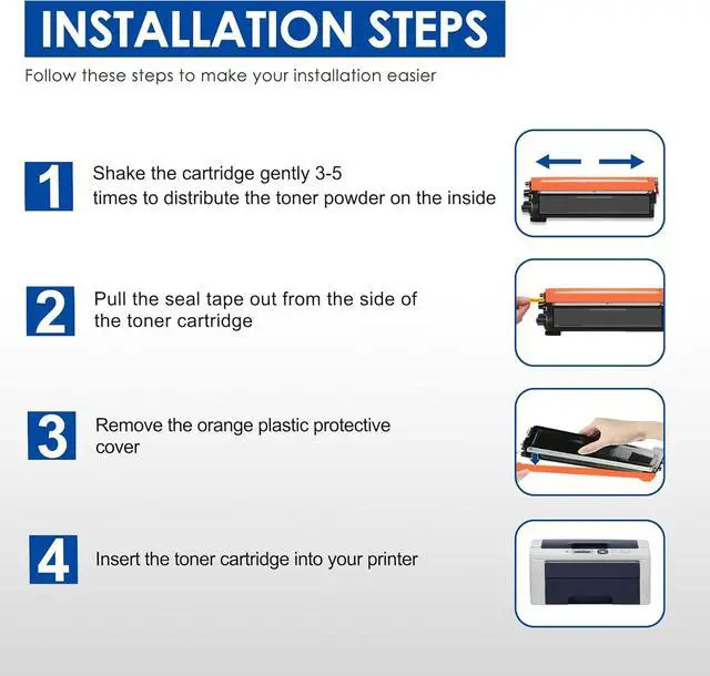 Alt view image 6 of 7 - Ennovor TN210 Toner Cartridge Set 4 Pack Replacement for Brother TN-210 TN210BK TN210C TN210M TN210Y Work with MFC-9125CN MFC-9325CW HL-3045CN HL-3070CW Printer Toner, TN-210 BK/C/M/Y