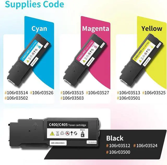 Alt view image 3 of 7 - Versalink C405 Toner for Xerox C400 Toner Cartridge,106R03512 106R03513 106R03514 106R03515 Ink Cartridge,High Capacity Toner Bundle Compatible with C405YDN C400DN Multifunction Color Printer(4 Pack)