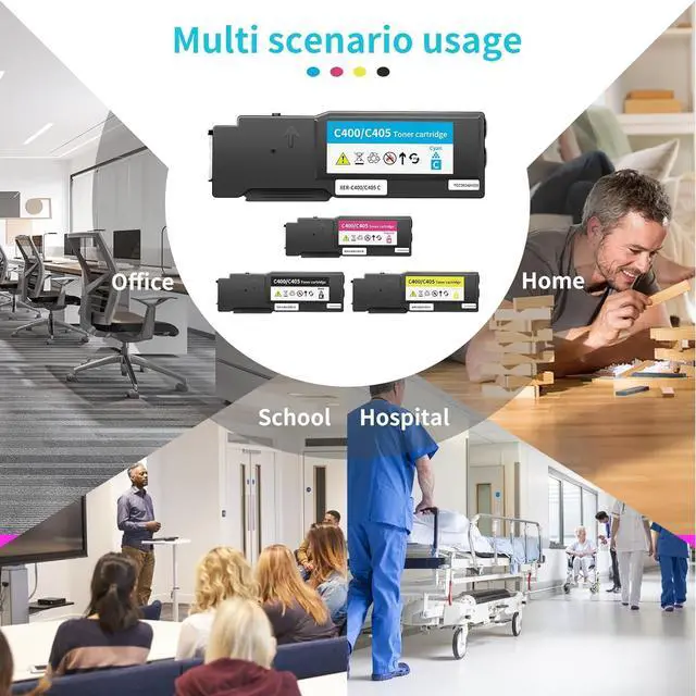 Alt view image 7 of 7 - Versalink C405 Toner for Xerox C400 Toner Cartridge,106R03512 106R03513 106R03514 106R03515 Ink Cartridge,High Capacity Toner Bundle Compatible with C405YDN C400DN Multifunction Color Printer(4 Pack)