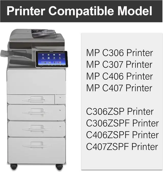 Alt view image 3 of 7 - MP C406 High Yield Toner Cartridge set (4-Pack, Black/Cyan/Magenta/Yellow) - Lovn Compatible C406 842091 842092 842093 842094 Toner Cartridge Replacement for Ricoh MP C306 C307 C406 C407 Printer