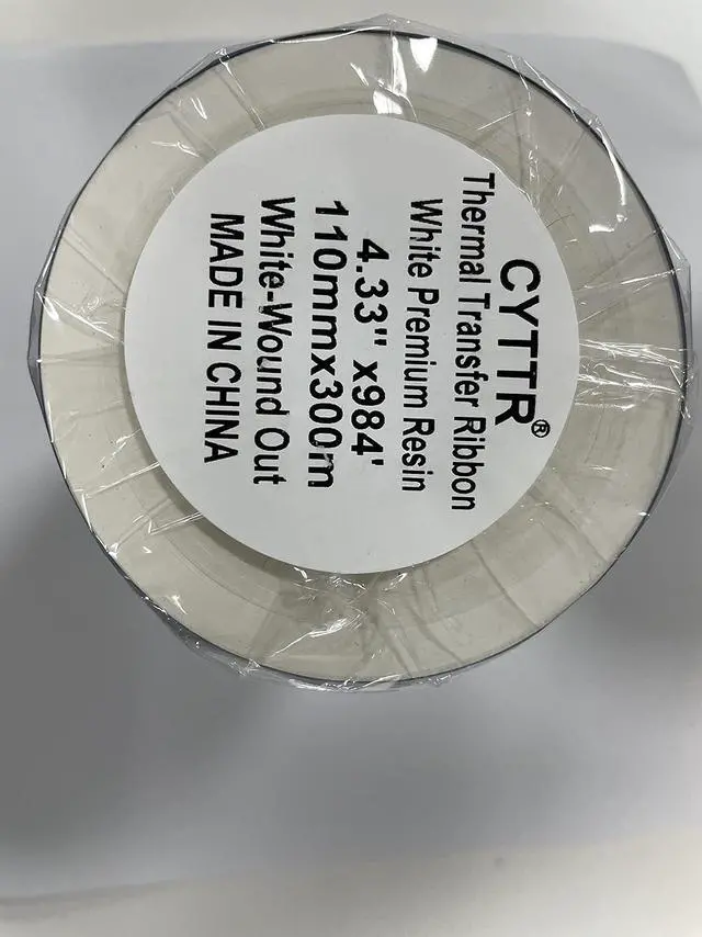Alt view image 2 of 5 - Thermal Transfer Ribbon - White Premium Resin Printer Ribbon - 1 Roll (4.33" x 984') 110mm*300m 1"Core Ink Out for Zebra Sato Datamax Tsc Tec Printer