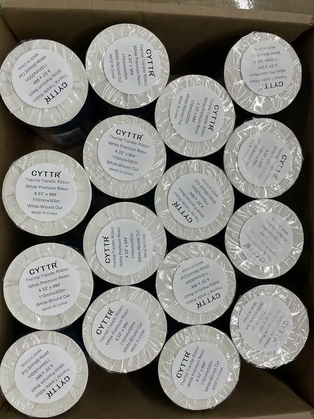 Alt view image 3 of 5 - Thermal Transfer Ribbon - White Premium Resin Printer Ribbon - 1 Roll (4.33" x 984') 110mm*300m 1"Core Ink Out for Zebra Sato Datamax Tsc Tec Printer