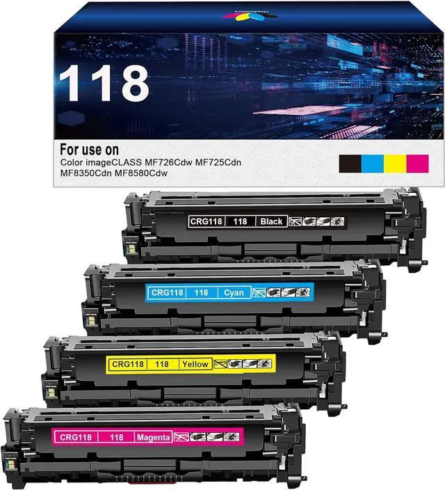 Main image of Ennovor 118 Toner Cartridge Replacement for Canon 118 CRG118 CRG 118 for Canon Color Imageclass MF726Cdw MF8350Cdn MF8380Cdw MF8580Cdw MF729cdw Printer(Black Cyan Magenta ,4 Pack)