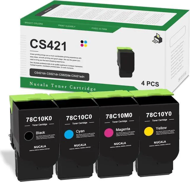 Main image of 78C10K0 78C10C0 78C10M0 78C10Y0 Toner Cartridge (4-Pack, 1 Black/1 Cyan/1 Magenta/1 Yellow) - Nuc Compatible CS421 High Yield Toner Cartridge Replacement for Lexmark CS421dn CX421adn CS622de Printer