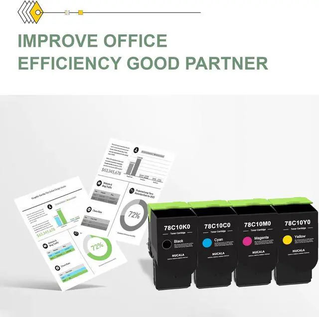 Alt view image 5 of 6 - 78C10K0 78C10C0 78C10M0 78C10Y0 Toner Cartridge (4-Pack, 1 Black/1 Cyan/1 Magenta/1 Yellow) - Nuc Compatible CS421 High Yield Toner Cartridge Replacement for Lexmark CS421dn CX421adn CS622de Printer