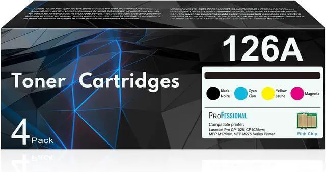 Main image of 126A Toner Cartridges (4-Pack) | CE310A Black, CE311A Cyan, CE312A Yellow, CE313A Magenta Works with Laser Pro 100 color MFP M175 Series, Laser Pro CP1025 Series, TopShot Laser Pro M275 MFP Series