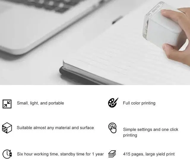 Alt view image 4 of 7 - Bewinner Mini Edible Inkjet Printer - Protable Handheld Color Food Printer, Coffee Stencils Latte Art Printer Pen in Bread Cake Cookie Universal for Printing Everywhere You Want 1200x1200dpi