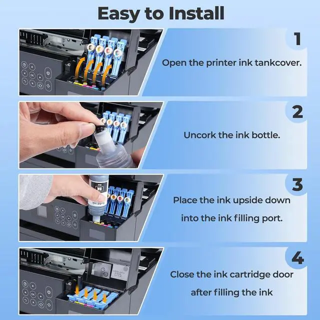 Alt view image 5 of 7 - 542 ink refill bottles ET-5150 ET-5850 ET-16650 ET-5170 Ink Refill ink 542 8 pack ink 542 compatible for ET5150 ET5850 ET 5150 ET 5850 ET 5170 ET-5800 ET-16600 ET-5180 ST-C8000 ST-C8000 ST-C5000