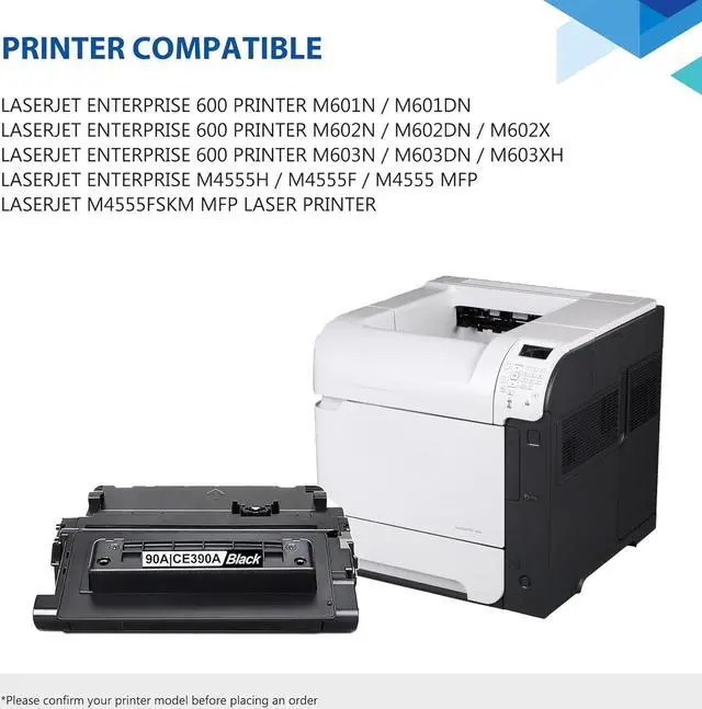 Alt view image 2 of 7 - CE390A 90A Black Toner Cartridge with CHIP 2-Pack: 90A Toner Cartridge Replacement for HP90A Black Toner Works with Laser Enterprise 600 M602, M603 Series; Laser Enterprise M4555 MFP Series Printer