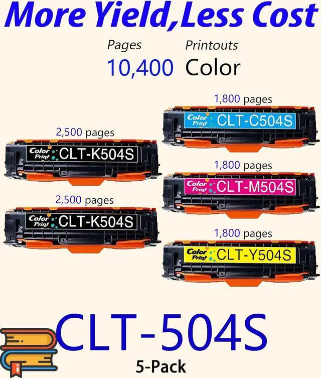 Alt view image 2 of 7 - ColorPrint Compatible Toner Cartridge Replacement for Samsung 504S CLT504S CLT-504S CLTK504S CLTM504S CLTC504S CLTY504S for CLP-415NW CLP-475 CLP-4195FW Xpress C1810W C1860FW Printer (2BCMY, 5-Pack)