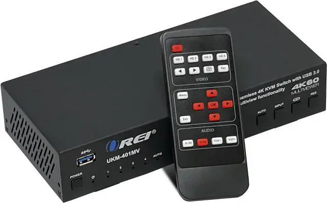 Alt view image 5 of 7 - OREI 4x1 KVM HDMI Seamless Switch Multiviewer, Share Multiple Devices, PC, Computers, Phones, Gaming on One Display Monitor, Keyboard Control and USB 3.0 Peripheral Control