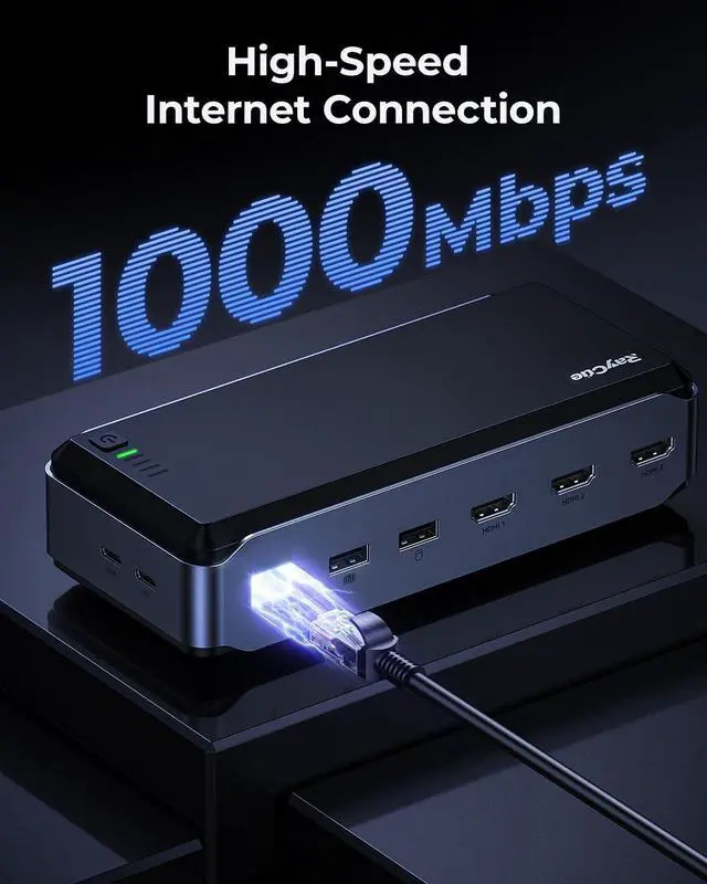 Alt view image 7 of 7 - USB C Docking Station Dual Monitor for MacBook Pro/Air, 13-in-1 Triple 4K Display Laptop USB-C Hub, Type C Dock with 3 * 4K HDMI, PD3.0, 7 USB, RJ45, 3.5mm Audio