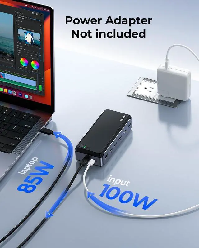 Alt view image 6 of 7 - USB C Docking Station Dual Monitor for MacBook Pro/Air, 13-in-1 Triple 4K Display Laptop USB-C Hub, Type C Dock with 3 * 4K HDMI, PD3.0, 7 USB, RJ45, 3.5mm Audio