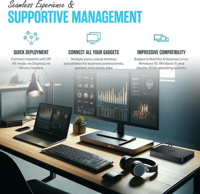 Alt view image 5 of 6 - WD19S Docking Station Dual Monitor - Dock Station with 180W + USB Type-C + HDMI+ Dual DisplayPort - Ultimate Laptop Docking Station