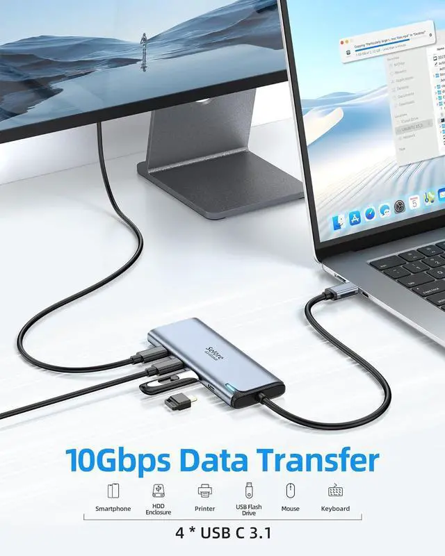 Alt view image 7 of 7 - Selore&S-Global USB C Splitter USB C 4K/60Hz DP Alt Mode,USB C Hub Multiport Adapter with 2 USB C Video Output,10Gbps Data Transfer,100W PD,5 in 1 USB C to USB C Dual Monitor for Windows/Mac OS