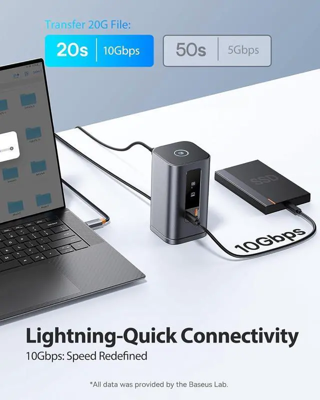 Alt view image 4 of 7 - Baseus Docking Station, Spacemate(Win) 11 in 1 & Baseus 45W USB C Charger Block 2 Pack