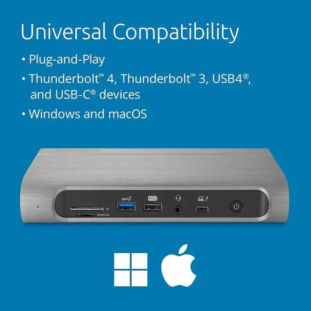 Alt view image 4 of 7 - Kensington SD5800T Thunderbolt 4 and USB4 Quad 4K Display Docking Station, 100W Charging, 2 x HDMI, 2 x DP, 2.5G Ethernet, Card Readers, for Windows/MacOS (K32856NA)