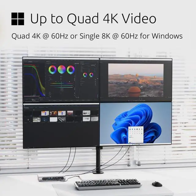 Alt view image 5 of 7 - Kensington SD5800T Thunderbolt 4 and USB4 Quad 4K Display Docking Station, 100W Charging, 2 x HDMI, 2 x DP, 2.5G Ethernet, Card Readers, for Windows/MacOS (K32856NA)