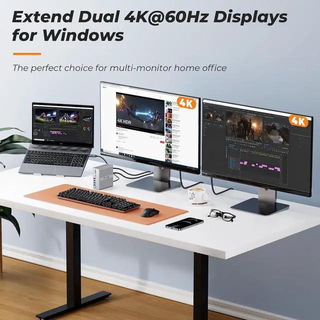 Alt view image 4 of 7 - DisplayLink Docking Station Dual Monitor 4K@60HZ for MacBook, Windows, TobenONE Universal USB C Docking Station with 2 HDMI & 2 DisplayPort, 65W Power Delivery, 7 USB, USB-C 3.1, Ethernet, SD/TF