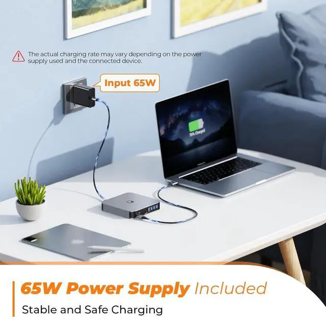 Alt view image 5 of 7 - USB C Docking Station Dual Monitor for Mac mini M4, M1/M2/M3/M4 MacBook Pro/Air, , Lenovo, HP, Surface, 13 in 1 Triple Display Dock with 65W Power Adapter, Dual HDMI, VGA, 4 USB 3.0, Ethernet
