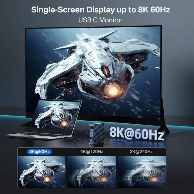 Alt view image 4 of 7 - ACASIS Thunderbolt 4 Dock 21-IN-140gbps for MacBook Pro Docking Station Dual Monitor, 8K60Hz HDMI 2.5 GbE Ethernet SD/TF 4.010Gbps 7*USB C/A, 3.5mm Audio, 40Gbps Dock for Mac/Dell/HP/Lenovo/ThinkPad