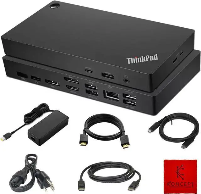 Main image of 40AY0090US Lenovo Thinkpad Docking Station Dual Monitor - Supports 4K Display, Thinkpad Dock with 90W, HDMI, DP, USB C Cables - Lenovo Docking Station
