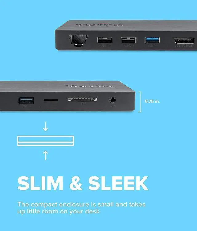 Alt view image 5 of 7 - VisionTek VT2000 USB-C MST 3x Monitor Docking Station - 2x DispayPort, 1x HDMI, 4x USB Ports, Audio, Ethernet, SD Reader for Windows