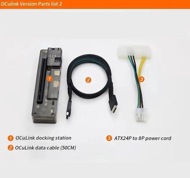 Alt view image 3 of 7 - JMT M.2 M Key to OCulink-Compatible GPU Docking Station PCIe 4.0 X4 64GB/s for Mini PC Notebook Laptop to External Video Graphic Card (No M.2 Adapter)