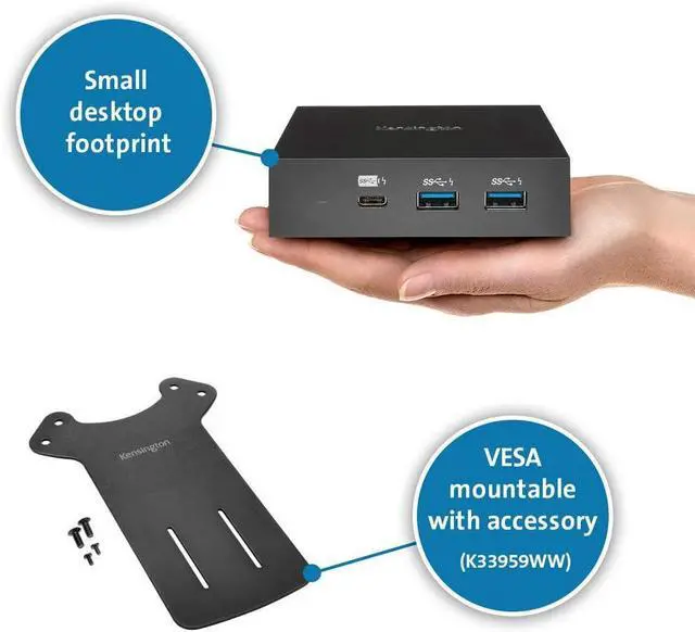 Alt view image 4 of 6 - Kensington SD2000P USB-C Docking Station for Ipad Pro, Windows Laptops, Surface, MacBooks and Chromebooks - Single 4K video, 135W (K38260NA)