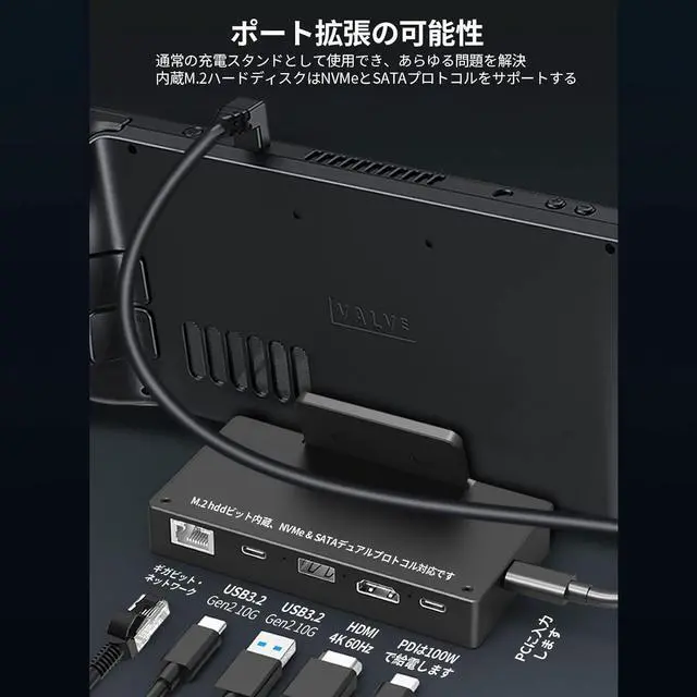 Alt view image 3 of 6 - Dock Station with Portable NVMe SSD 1TB Aluminum Stand Hub HDMI 4K USB C USB3.2 PD Charger for Steeck Console